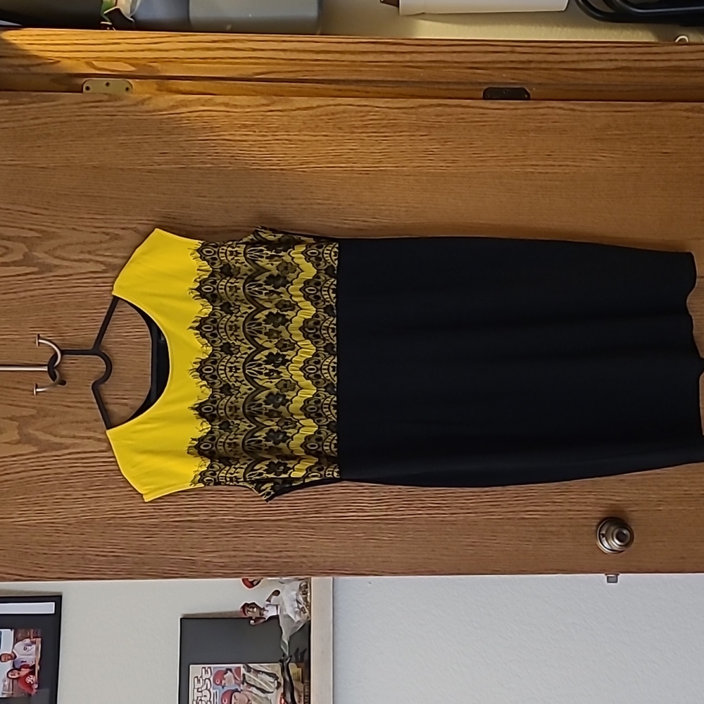 Black and Yellow Dress with Lace